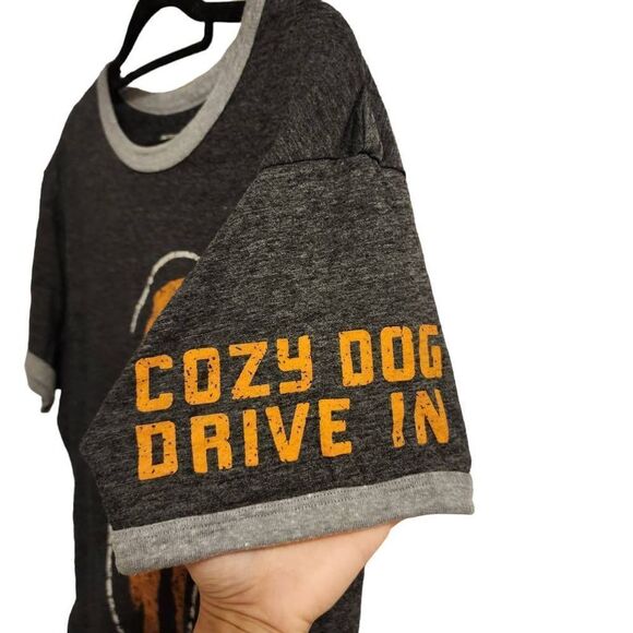 American Road Trip Retro Style Cozy Dog Drive In Men's Ringer T Shirt Size Large - Picture 7 of 9